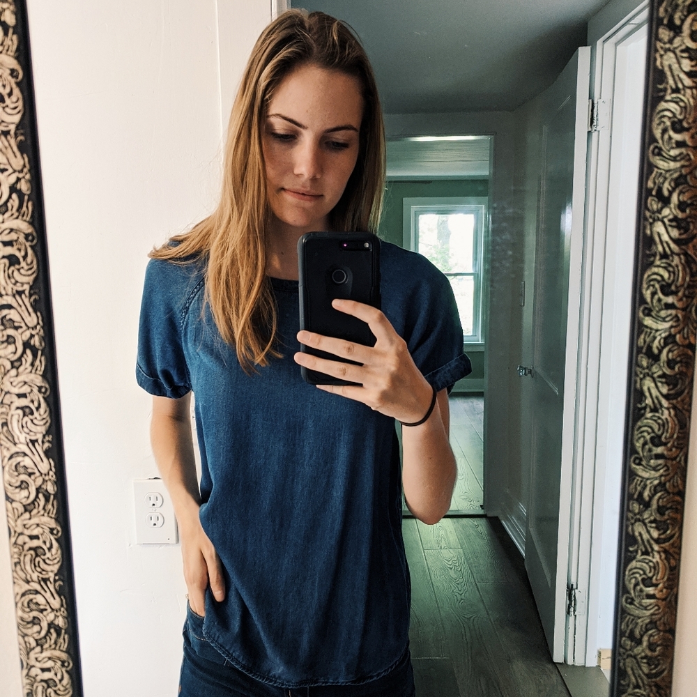 life in progress blue chambray shirt